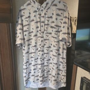 BURLEBO Men's Duck Print Button Down